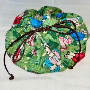The Golden Girls Tropical Palm Leaf Drawstring Travel Makeup Bag Pouch Green